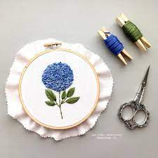 Blue Hydrangea Hand Embroidery Pattern Hand Embroidery Flower Embroidery Designs Hand Embroidery Pattern