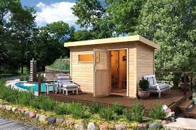 Saunahaus Wolff Melina Pultdach Flachdach Gartensauna Holzsauna Die Eigene Sauna Im Garten Lieferumfang Gartenhaus Mit Sauna Saunahaus Saunahaus Garten
