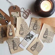 Playing With My New Bunnystamp And Creating Some Diy Ephemera Book Page Crafts Vintage Junk Journal Book Crafts