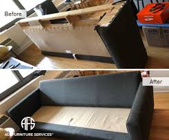 At each side of the sofa's main body, around where the top of the arm and back join, you should see a metal lever pointing in a downward position. Gallery All Furniture Services Repair Leather Wood Couch Disassembling All Furniture Services