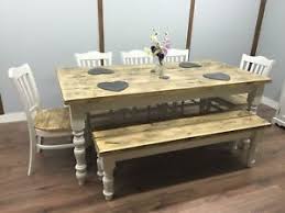 This set of two side chairs is an ideal addition to either head of your dining table or as extra seating in your living room. Farmhouse Shabby Chic Rustic 6ft Dining Table Chairs Bench Oak Pine 8 Seater Ebay