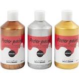 Poster paint Metallic, assorted colours, 3x300 ml/ 1 pack