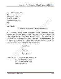 Letter For Opening A Bank Account