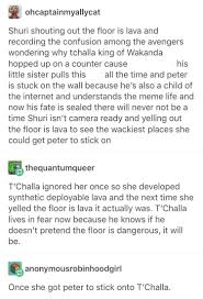 Hahaha T Challa Shuri Peter And The Avengers Avengers Marvel Superheroes Marvel Memes