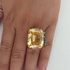 Juicy Large Yellow Stone Ring Yellow Stone Stone Rings Yellow Stone Rings