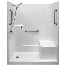 Ella Classic Sa 36 In X 60 In X 77 In 1 Piece Low Threshold Shower Stall In White Shower Kit Molded Seat Left Drain In 2019 Products Shower Kits Sho