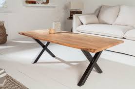 Coffee table round white marble top with matt black metal base nest of two new. Casa Padrino Solid Wood Coffee Table With Metal Legs Natural Black 118 X 60 X H 40 Cm Rectangular Living Room Table Solid Wood Living Room Furniture