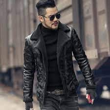 Men S Black Camouflage Fur Collar Casual Jacket In 2020 Leather Jacket Leather Jacket Men Mens Jackets Casual