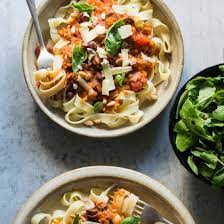 Lentil Bolognaise With Parmesan Basil And Pine Nuts Nadia Lim Recipe Recipes Vegetarian Vegetarian Recipes