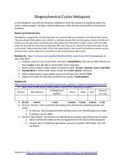 Biogeochemical cycles webquest answer key.pdf size: Biogeochemicalcycleswebqueststudentform Docx Biogeochemical Cycles Webquest In This Webquest You Will Use The Given Websites To Find The Answers To Course Hero