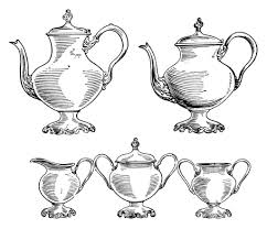 Black And White Teapot Clipart Coffee And Tea Set Tea Pots Art Tea Sets Vintage Tea Pot Illustration
