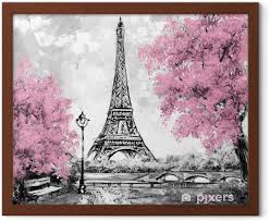 Cool eiffel tower wallpapers for desktop. Oil Painting Paris European City Landscape France Wallpaper Eiffel Tower Black White And Pink Modern Art Framed Poster Pixers We Live To Change
