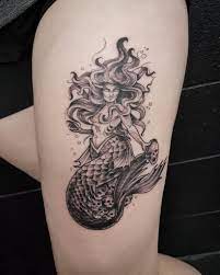 Incredible looking black ink forearm tattoo of mermaid by inez janiak. Top 55 Best Mermaid Tattoo Ideas 2021 Inspiration Guide