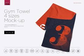 Gym Towel 4 Sizes Mock Up Gym Towel Mockup Business Card Logo