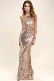 My Muse Rose Gold Sequin Maxi Dress In 2020 Gold Sequin Bridesmaid Dress Gold Maxi Dress Rose Gold Sequin Bridesmaid Dress