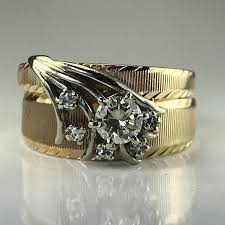 Very Unique 1970s Diamond Engagement Ring And Wedding Band Set Is A Trubright Bran Diamond Engagement Rings Vintage Wedding Ring Sets Wedding Ring Sets Vintage