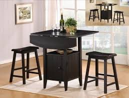 3 Pc Black Finish Counter Height Drop Leaf Pub Set With Saddle Stools Dining Room Furniture Sets Pub Set Counter Height Dining Sets