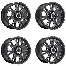 18 Inch Black 8 Lug Wheels Set 4 17 Vision 399 Fury Black Milled Spokes Wheels 17x8 5 8x170 18mm Truck Visvor In 2020 Rims For Sale Wheel Rims Chevy Tahoe