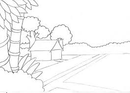 Sketsa gambar pemandangan hamparan sawah dan pegunungan yang luas mungkin bisa menjadi salah satu bahan untuk melukis. Cara Menggambar Pemandangan Alam Beserta Contoh