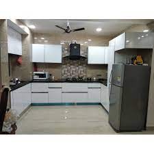 Chairs are sturdy and soft to sit on. Wooden U Shape White Acrylic Modular Kitchen Warranty 5 10 Years Kitchen Cabinets Rs 250000 Unit Id 21001542433