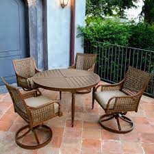 Find a variety of patio tables & dining sets at costco.com. Arabella 5 Piece Aluminum Patio Dining Set W 48 Inch Round Table Swivel Rocker Dining Chairs Sunbrella Cast Ash Cushions By Lakeview Outdoor Designs Walmart Com Walmart Com