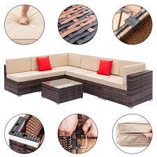 Zimtown 7pcs Outdoor Patio Garden Wicker Furniture Rattan Sofa Set Walmart Com Sofa Set Single Sofa Outdoor Sofa Sets