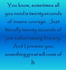 Sometimes All You Need Is 20 Seconds Of Insane Courage Meaning This Is How I Live Dan Says I Ve Narrowed It Down To 10 Seconds Meaning That I Can Be Truly Embarrassing In 1 Love Me Quotes Good Thoughts Beautiful Words