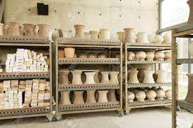 Clay Cermaic Pots On Shelves At Pottery Studio Stock Photo Picture And Royalty Free Image Image 26404111