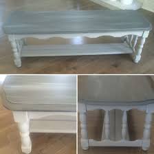 Chalk Painted Two Tone Gray Solid Wood Coffee Table Furniture Makeover Painted Coffee Tables Painted Furniture