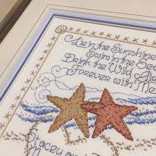 Beach wedding cross stitch pattern details: Needlework Framing Whispering Woods Gallery