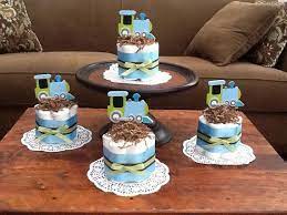 Trains Diaper Cakes Baby Shower Centerpiece Other Styles Etsy Gateaux Pour Fete Prenatale Desserts Fete Prenatale Gateau De Bebe