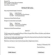 Definisi surat kuasa adalah surat yang berisikan informasi memberi wewenang mewakili untuk melakukan sesuatu perbuatan atas nama pemberi kuasa. Contoh Surat Kuasa Pengambilan Bpkb Atau Stnk Motor