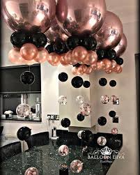Rose Gold Orbs Black 18th Birthday Party 16th Birthday Party Rose Gold Party