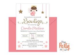 Baptism Invitation In Spanish Printable Girl Invitacion Bautismo En Espanol Para Imprimir Invitacion Espanol Para Ninas Angel In 2020 Baptism Invitations Invitations Baptism