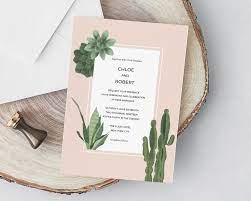 Southwestern Wedding Invitation Template Printable Invite Succulent Cactus Wedding Cactus Wedding Invitations Desert Wedding Invitation Southwestern Wedding
