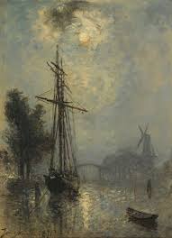 Johan Barthold Jongkind Vue Du Port D Overschie 1871 Moonlight Painting Art Great Paintings