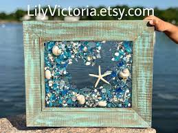 16x19 Beach Glass Coastal Windowmixed Media Sea Glass Mosaic Etsy Sea Glass Mosaic Sea Glass Crafts Beach Glass