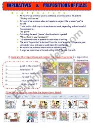 He works hard in the hope of standing. Imperatives Prepositions Of Place 4 Pages Esl Worksheet By Meuge