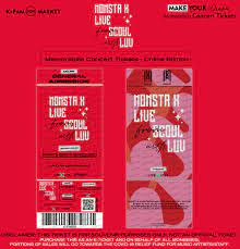 2020 슈퍼온택트 day 1 라인업에 포함되어 온라인 생중계 공연을 했다. Monsta X From Seoul With Luv Online Memorabilia Tickets Mailed In 2021 Monsta X Pop Custom Ticket Design