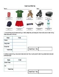 Total Cost Of Purchase And Tax Money Math Cost Accounting Money Skills