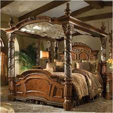 This stunning canopy bed from the club collection is embellished with a striking stainless steel frame that truly pops against the beautifully tufted headboard. Found It At Wayfair Villa Valencia Canopy Bedfor 7700 Master Bed Canopy Bedroom Sets Romantic Bedroom Decor Canopy Bedroom