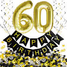 Herzlichen glückwunsch zum 60 geburtstag. 60 Geburtstag Party Deko Set Girlande Zahl 60 Ballons Spiral Deckenhanger Konfetti