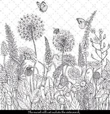 Black And White Flower Wall Mural Sketch Flowers Removable Wallpaper Black And White Floral Etsy Wildflower Drawing How To Draw Hands Black And White Drawing