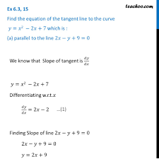 The derivative of a function at a given point is the. Ex 6 3 15 Find Equation Of Tangent Line To Y X2 2x 7