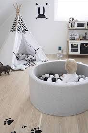 Black And White Kids Play Room Ball Pit For Babies Grey Black White Nursery Design Simple Modern Minimalistic Baby Nursery Toddler Bedro Baby Playroom Baby Room Colors Baby Ball Pit