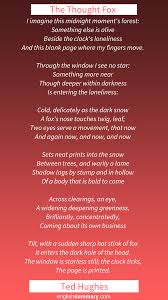 The Thought Fox By Ted Hughes Thoughts Plath Poems Sylvia Plath Poems