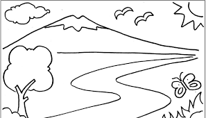 Ada banyak sekali gambar pemandangan indah yang menakjubkan dari berbagai tema, misalnya pantai, lautan, pegunungan dan sebagainya. Gambar Mewarnai Pemandangan Sungai Sketsa Buku Mewarnai Pemandangan