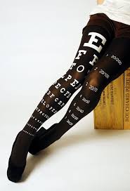 Eye Exam Chart Hand Silk Screen Printed Microfiber Tights Printed Tights Eye Exam Chart Silk Screen Printing