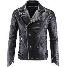 Gothic Punk Streetwear Asymmetric Pleated Sleeve Lapel Collar Zipper Black Faux Leather Jacket Jackets Men Fashion Leather Jacket Men Winter Leather Jackets