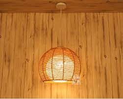 Bamboo Rattan Pendant Lights Japanese Retro Round Rattan Garden Balcony Lamp Shade Bedroom Study Metal Lamp Shade Contemporary Lamp Shades Painting Lamp Shades